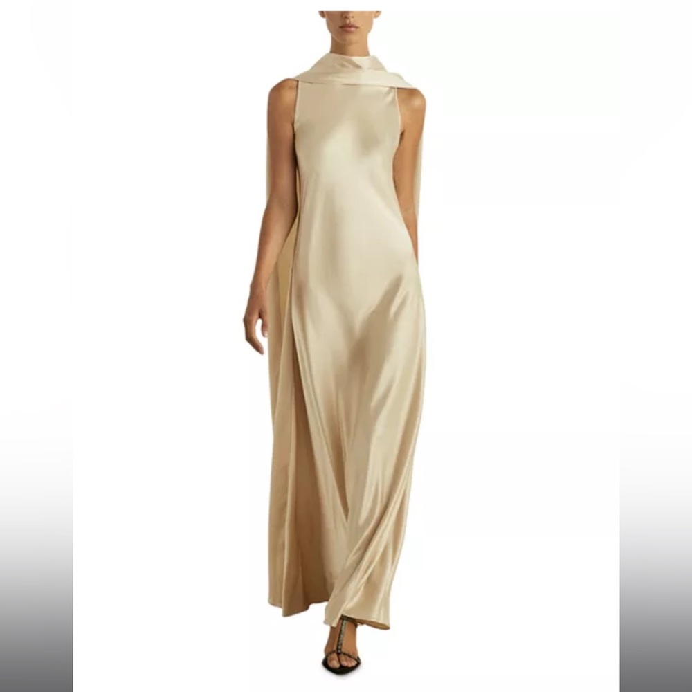 REISS- Fae Satin Cape Maxi Dress